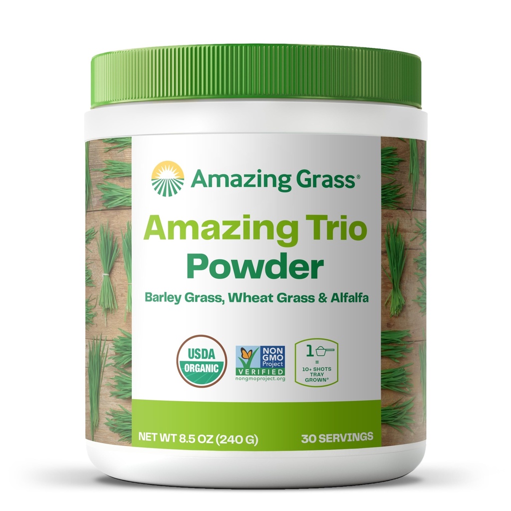 Neverjetna travna zelena Trio: Zeleni prah s pšenično travo, Alfalfa, in ječmenova trava, bogat vir klorofila, 30 Serving