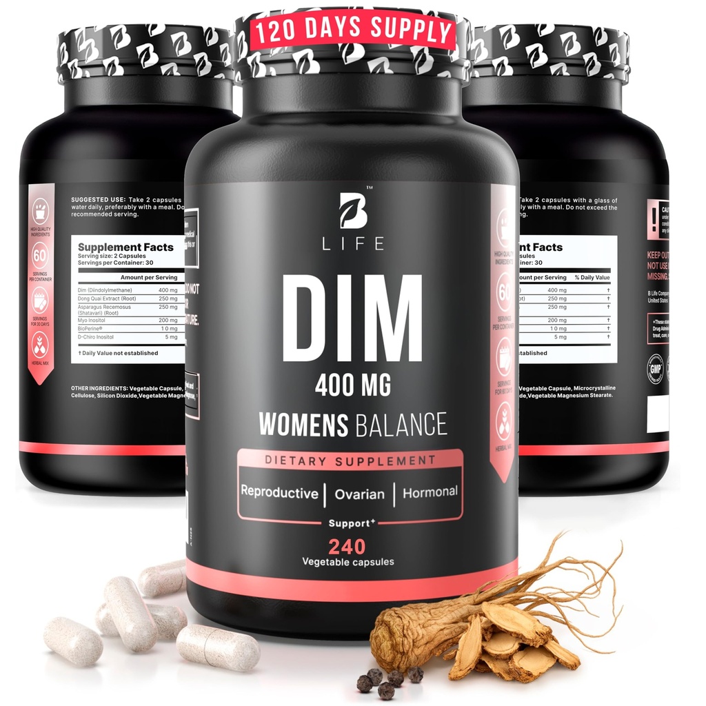 DIM dodatek 400 mg z Myo & D-Chiro Inositol, Dong Quai - PCOS dopolnila – Hormonska bilanca za ženske – dodatki za plodnost – Inositol dodatek - 240 Caps