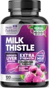 Milk Thistle Liver Support - Advanced Liver Cleanse Detox & Repair with Dandelion Root Extract - Natural Milk Thistle Silymarin Marianum Liver Health Support Supplement, Bottled USA - 120 Capsules