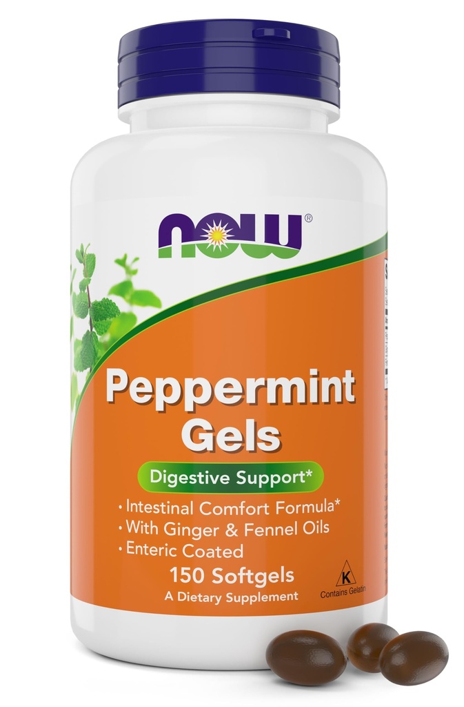 Geli poprove mete z ingverjevim oljem in koromačevim oljem, 150 softgels, enterično prevlečeni