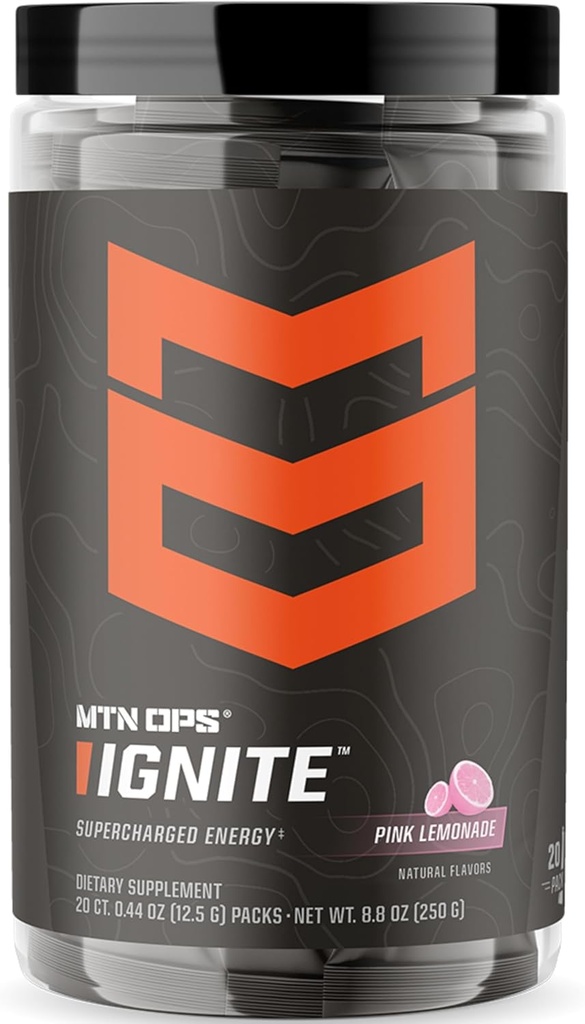 MTN OPS Vžigalne poti Pakiranje Energijski napitek v prahu, Gluten Prosti nootropni dodatek pijača Mix, L Arginin, L Citrulin, Kofein in Nootropic Sugar Prosti napitek Mix, 20 Serving, Roza limonada