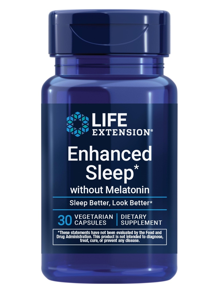 Life Extension Okrepljen spanec brez melatonina, ashwagandha, amla, Kazein Mlečni peptidi, melatonin-free dodatek za podporo spanja in stresa, Gluten-free, Ne-GMO, Vegetarian, 30 kapsul