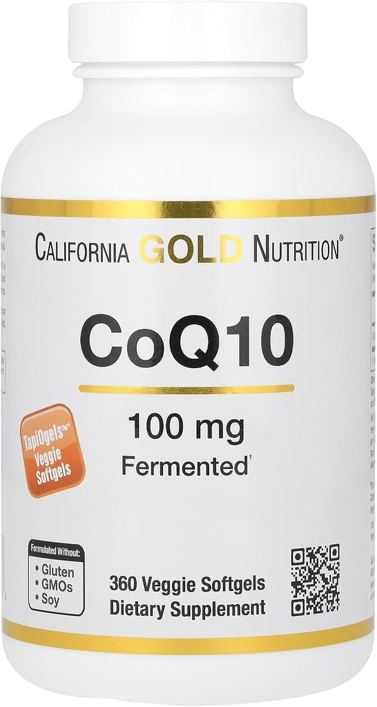 California Gold Nutrition CoQ10 100 mg, koencim Q10 Ubikinon USP, podpira mitohondrijsko funkcijo, 360 Veggie Softgels
