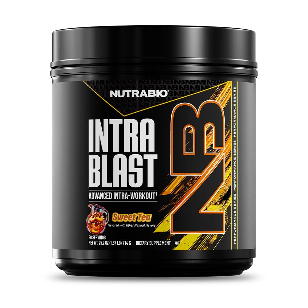 NutraBio Intra Blast Bcaa Powder Aminokisline dodatek, Elektrolit in Hydration Mešanica, Intra, Pred vadbo in okrevanje mišic, 20g Ea Aminokisline v prahu, 5g Glutamin- Sladki čaj, 30 Serving