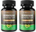 Berberine 1300mg z ekstraktom zelenega čaja, Resveratrol, rdeči riž in CoQ10 – 13-v-1 Imunsko zdravje, naravna presnovna podpora – 60 kapsul – ne-GMO, laboratorij Tested – 2 pakiranji