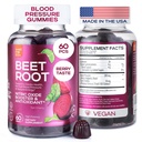Beet Chews za visok krvni tlak - Beet Root Gummies Izdelano v ZDA s Tart Cherry - dušikov oksid dopolnila za energijo in kardio zdravje - Vegan, brez GSO, pektin osnova - za ženske in moške, 60 Pcs