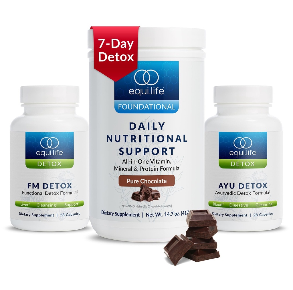 Equilife Dr. Cabral Detox, 7 Day Program z rastlinskimi beljakovinami, vitamini, aminokisline, in minerali za podporo popolno ravnovesje telesa, obrok nadomestnega praška, Vegan, Gluten brezplačno, Čokolada, 14 Servinges