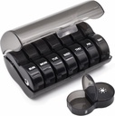 Tedenske tablete Organizator, velik 7 dan tablete primer, Daily Vitamin Case Medicine Box, AM/PM tablete posode za zdravila dopolnila ribje olje (črna)