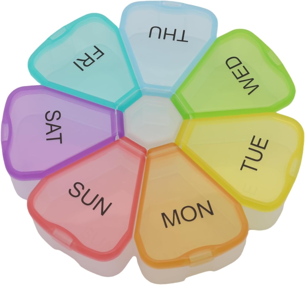 7 tedenske tablete okrogli organizator, ShysTech velike tablete tablete tablete Box 1 čas na dan za tablete/zdravilo/dodatki/vitamin (večbarvno)