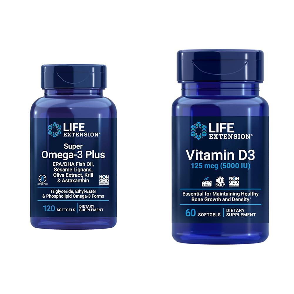 Life Extension Super Omega-3 Plus EPA/DHA ribje olje, sezam Lignans in vitamin D3 125 μg (5000 i.e.), zdravje kosti, sposobnost možganov