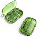 6 Compartment Travel Pill Box, Pill Organizator Vlažne tablete Primer, majhne tablete Škatla za žepno torbico, Dnevno Portable Medicine Vitamin Box, Fish Oil Box, Dopolnilno polje (zelena)