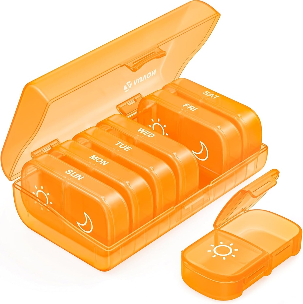 AUVON XL Tedenski tablete Organizator 2 krat na dan, AM PM tablete primera z enostrankarskim velikim odpiranjem za enostavno uporabo, tablete Box 7 dan Travel medicina Organizator za zdravila, vitamini, ribje olje, Dodatki