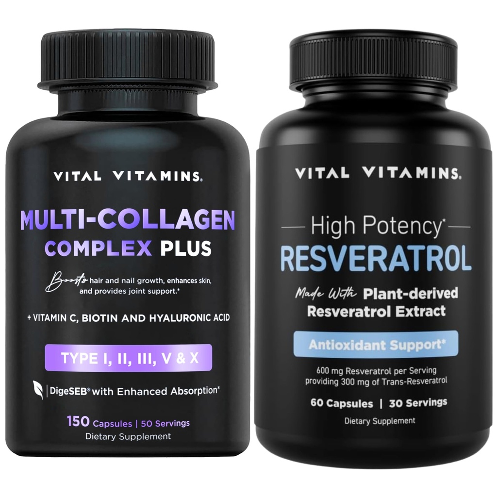 Vitalni vitamini Multi kolagenski kompleks Plus kapsule + Resveratrol kapsule