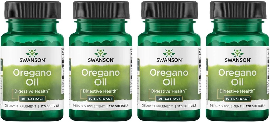 Swanson Origano Oil 10:1 Extract - Naravni dodatek za spodbujanje prebavnega zdravja in dihalne podpore - Podpira gastrointestinalni sistem in urinarni trakt zdravje - (120 Softgels, 150mg vsak) (4 Pack)