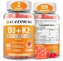 Brez sladkorja Vitamin D3 K2 Gummies, Vitamin D Gummies Supplement, 10000 i.e. + 200mcg D3 in K2 Dodatki, Okusni Gummy Vitamini, Podpora za kostne mišice zob imunske, 60 Servings 120 Gummies, Raspberry