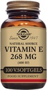 Solgar Vitamin E 268 mg (400 i.e.), 100 vegetarijanski softgels - naravni antioksidant, kožna in imunski sistem podpora - naravno nasičeni vitamin E - ne-GMO, Vegan, Gluten Free, Dairy Free - 100 Serving