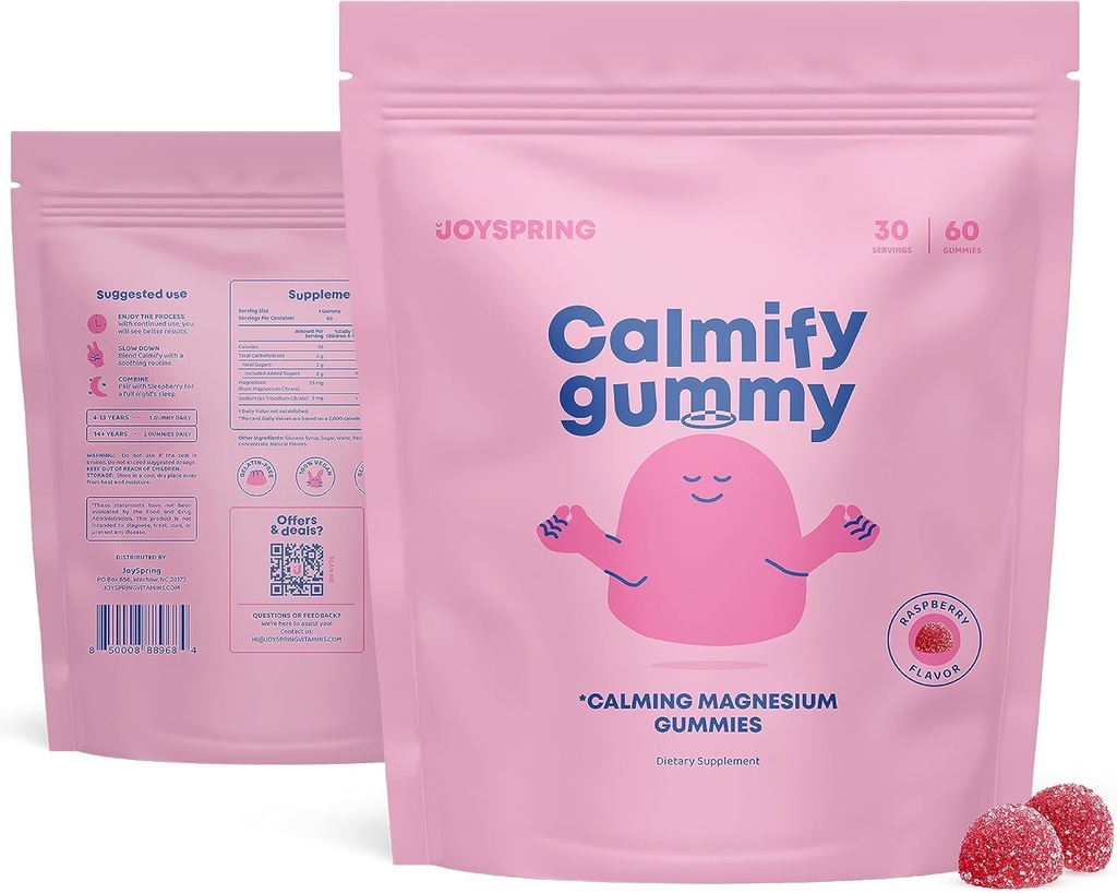 VeseljePomlad otroci Magnezij Gumiji - Calm Gumies za otroke - Calm Magnezij podpora Naravni za malčki & najstniki Okusni nizko sladkor pomiritev 60 Count