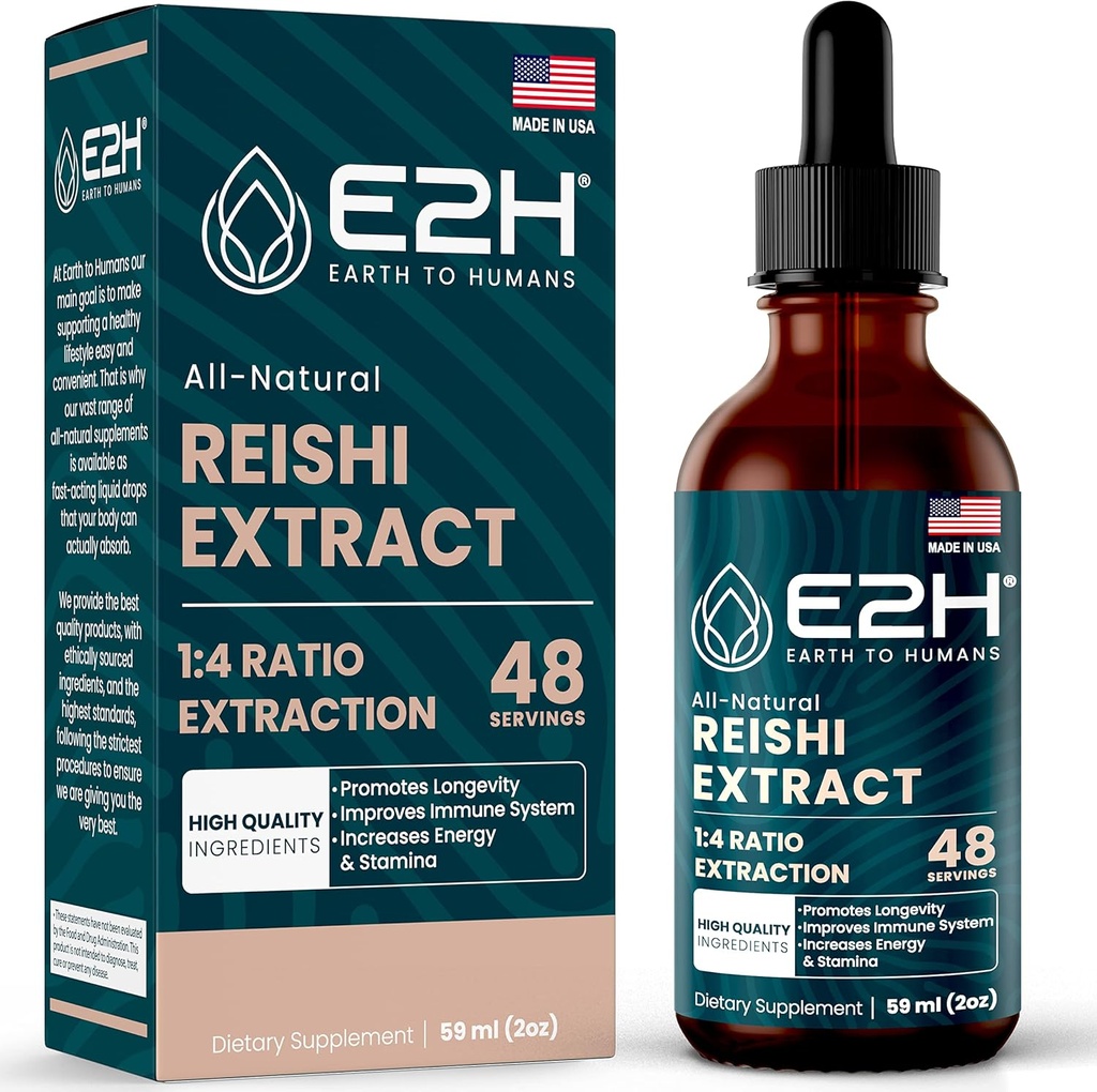 Reishi Gobe dopolnilo - hitrejša absorpcija kot Reishi Gobe Kapsule ali prašek - Naš Reishi goba ekstrakt spodbuja dolgoživost - Reishi gob Tinktura - 2 Fl Oz by E2H