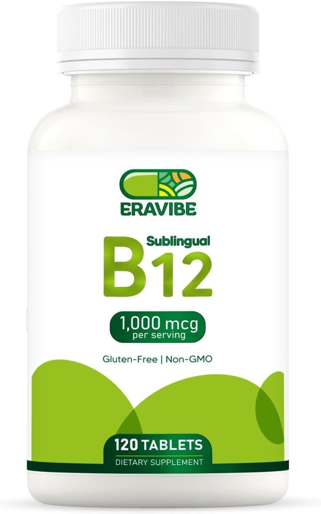 Vitamin B12 1000 μg, 120 tablet, aroma naravne češnje, brez glutena, brez glutena, brez sladkorja, hitro raztapljanje