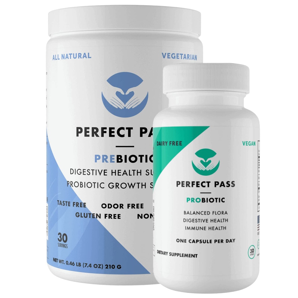 PERFECT PASS Prebiotiki in probiotiki za digestivno zdravje, Kapsule in prahu dodatek paket za odrasle, naravni Bacillus sevi s PHGG za Gut in prebavne Wellness