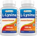 Najboljši naravni L-Lysine 1000mg 180 Tablete (180 Število (Pack of 1)) (2 steklenice)