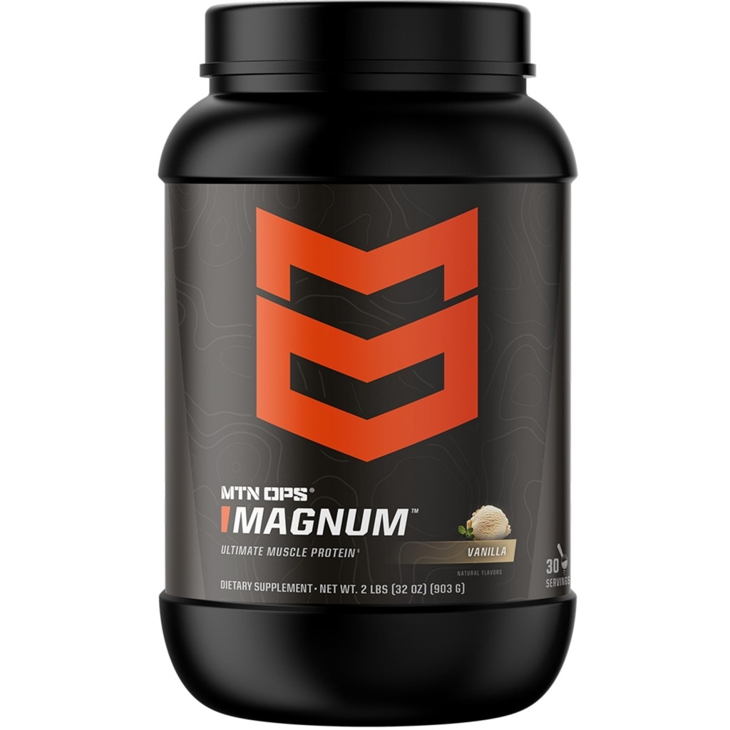 MTN OPS Magnum Vanilla Protein Powder, 23g sirotkinih izolatov beljakovin in mlečnih beljakovin z BCAA-ji, brez sladkorja in glutena, vanilija Milkshake, 30-serving tub