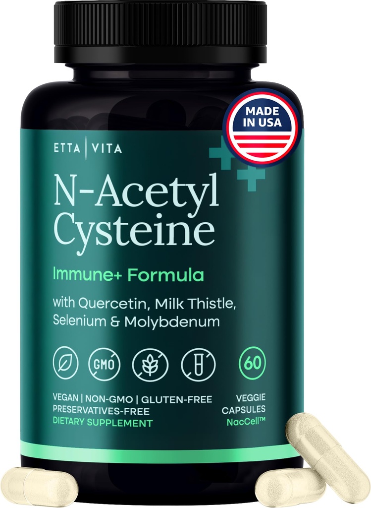 Vegansko razstrupljanje jeter in čiščenje - NAC dodatek N-acetil Cistein 600mg s Quercetin, Mlečni osat, Molibden in Selen, N-acetil-Cystein kapsule za imuno podporo 
