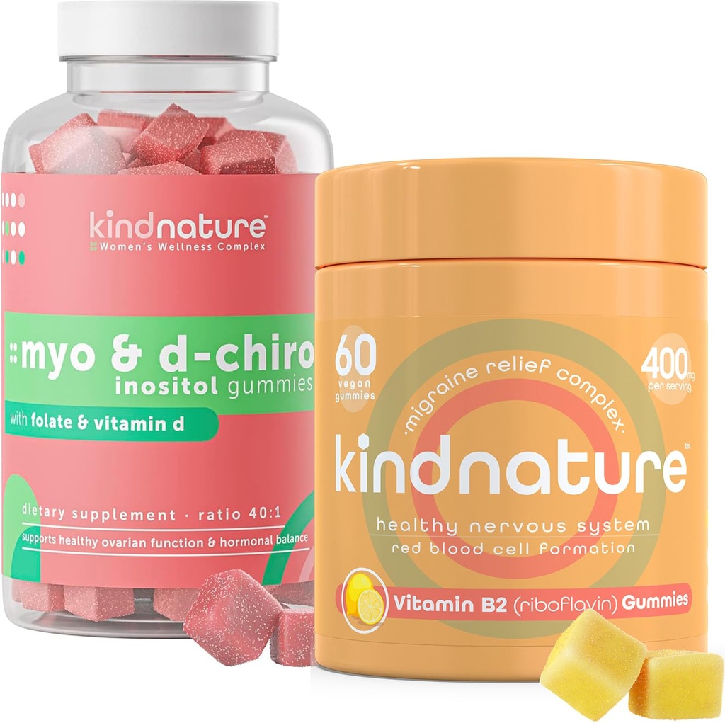 vrsta Myo-Inositol & vitamin B2 Wellness Bdle - Hormonsko ravnovesje, migrena Relief & Energy Support Gumies