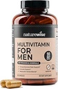 NatureWise Multivitamin za moške - Dnevna podpora za moške - Minerali in zelišča za energijo, zmogljivost, imuniteta - z vitaminom A, C, D, B-kompleks - Soy & Gluten-free, Non-GMO - 180 kapsul[3-mesečna zaloga]