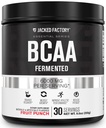 Jacked Factory BCAA Powder (Fermented) - 6g razvejana veriga Eterična aminokislina dodatek za izboljšano okrevanje mišic, zmanjšana utrujenost, večja moč, mišična rast - 30 Serving, sadni punch
