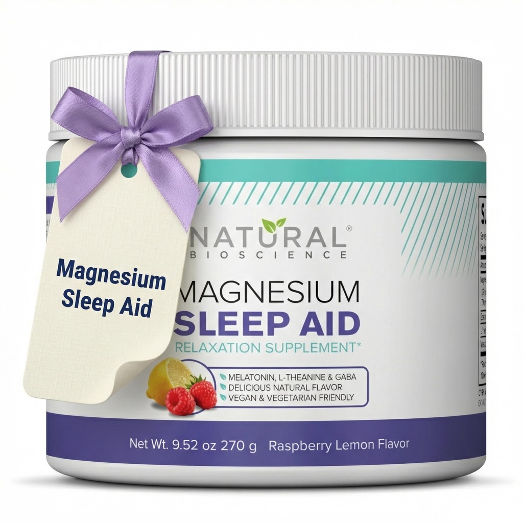 Magnezij nočni čas v prahu - Magnezij Citrat, Magnezij Glicinat z melatonin, L-teanin in GABA pomoč za spanje, naravni spanja dodatek, Vegan, Gluten-free, malina limona aroma