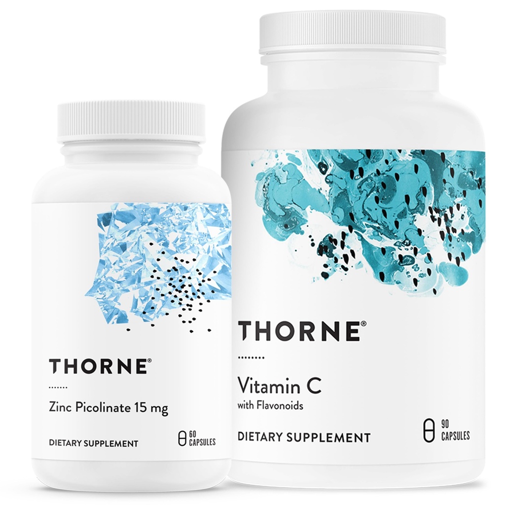THORNE - Imunska podpora: Cinkov pikolinat in kapsule vitamina C - 60 Servingov