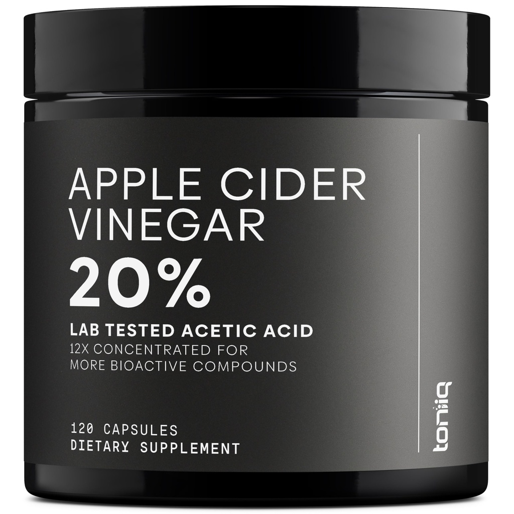 Toniiq Apple Cider Vinegar Capsules - Ultra High Potency 2,010mg Formula with 20% Acetic Acid & Cayenne Pepper - Made with the Mother - Third-Party Lab Tested - 120 Capsules