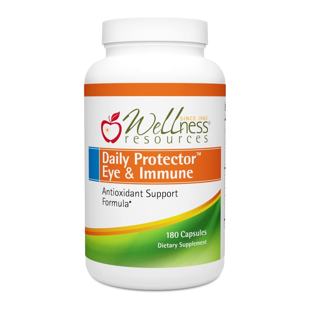 Wellness Resources Daily Protector Eye & Immune - Lutein, likopen, Zeaksantin, kriptoksantin, borovnica in več za zdravje oči, imunskega sistema in kože (180 kapsul)