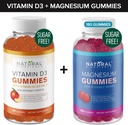 Brez sladkorja Vitamin D3 K2 Gummies (60 gumijev) in sladkor brez dodatne moči Magnezijeve žvečilke (180 gumijev), vitamin D3 Gummies 5000 i.e.+K2 MK7 80 mcg, magnezijev citrat