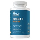 Dr. Tobias Omega 3 ribje olje, 2000mg Trojna moč z 800mg EPA 600mg DHA na strežbo, Ribje olje Omega 3 Dopolnila za srce, možgani in imunske podpore, 90 Softgels, 45 Servings