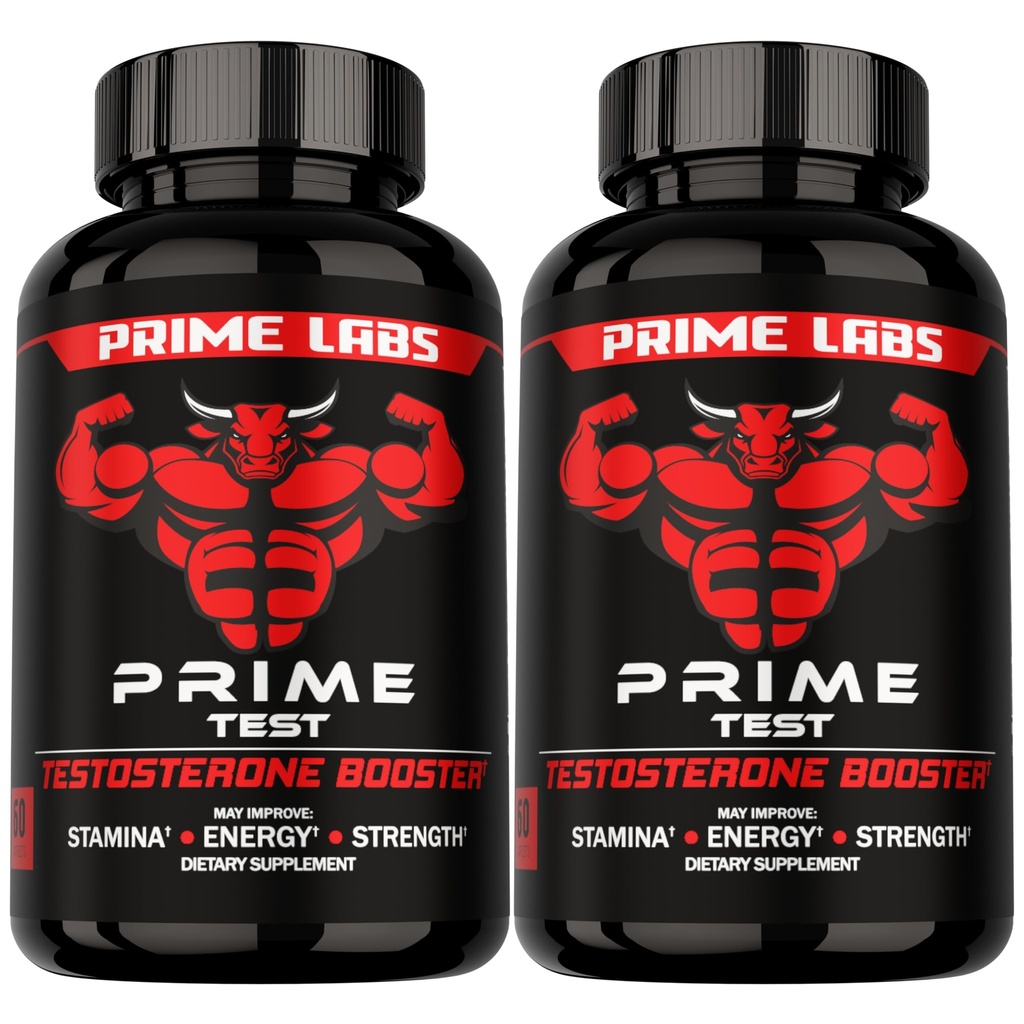 Prime Labs Testosteron dopolnilo za moške (2-Pack) - Stamina, vzdržljivost, energija, & moč - Moški Testosteron Booster & Workout dodatek - 120 Caplets