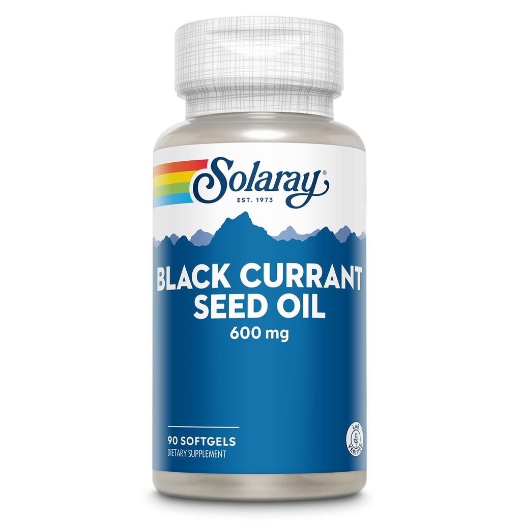 Olje črnega ribeza SOLARAY 600 mg - Olje protioksidanti, gama linolenska kislina (GLA), alfa linolen (ALA) in linolejska kislina (LA) - Podpora za zdravje kože - 60-dnevno jamstvo, 90 Serv, 90 Softgels