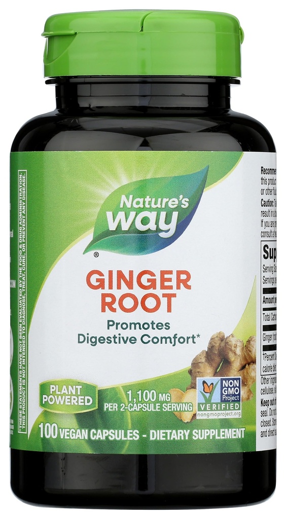 Naravne poti Ginger Root, spodbuja prebavni Comfort*, 1100 mg na 2-kapsule Serving, ne-GMO projekt preverjen, Vegan, 100 kapsul