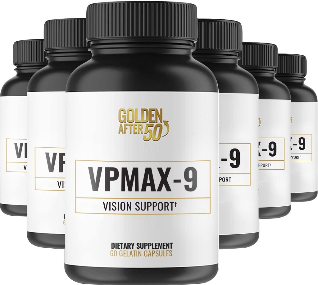 Golden After 50 VpMax-9 - Nega vida in antioksidant dopolnilo z očesnimi vitamini, lutein, likopen in borovnice ekstrakt - 6 steklenice