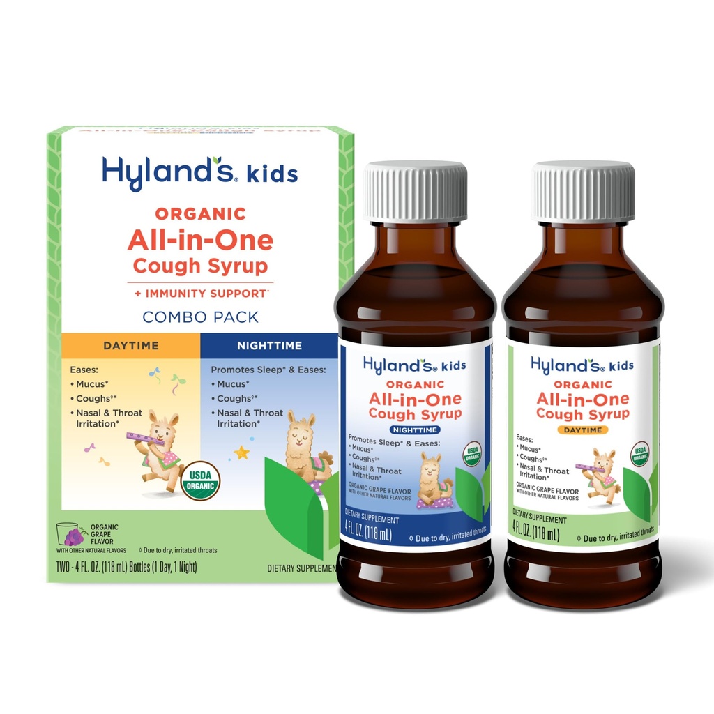 Hylandovi otroci Organic All-in-Ene Grozdni kašelj Dan in noč, dve 4 Ounce steklenice