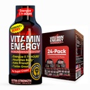 Vitamin Energy Workout+ Dodatna moč Energija Shot Berry 24 Pack, 260mg Naravni kofein, Pred-workout, B-vitamini, Minerali, vzdržljivost in zmogljivost, Nič sladkorja, Gluten-free, Vegan, 1,93 fl oz