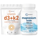Mikro sestavine Vitamin D3 5000iu + K2 100mcg Softgels & Magnezij Oksid 400mg paket 