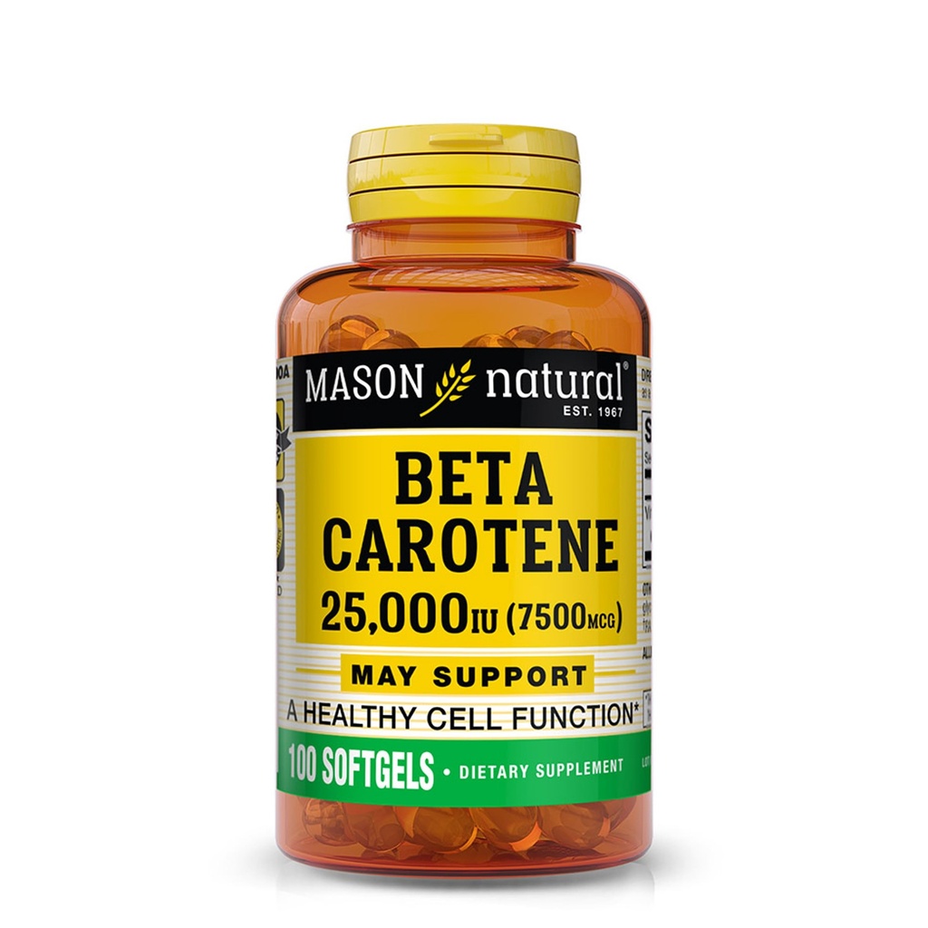 MASON NARAVNI Vitamin A Beta karoten 25,000 i.e. - podpira zdravo vizijo, delovanje celic in imunske funkcije, 100 kapsul