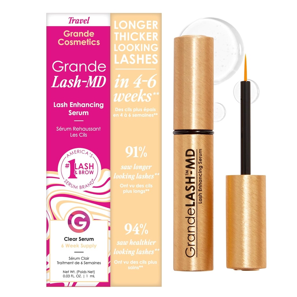 Grande Cosmetics GrandeLASH-MD Lash izboljšanje seruma - Peptide & vitamin Infunded Formula za daljšo, Thicker, Fuller Look Lashes - Oftalmolog Tested, Cruelty-free