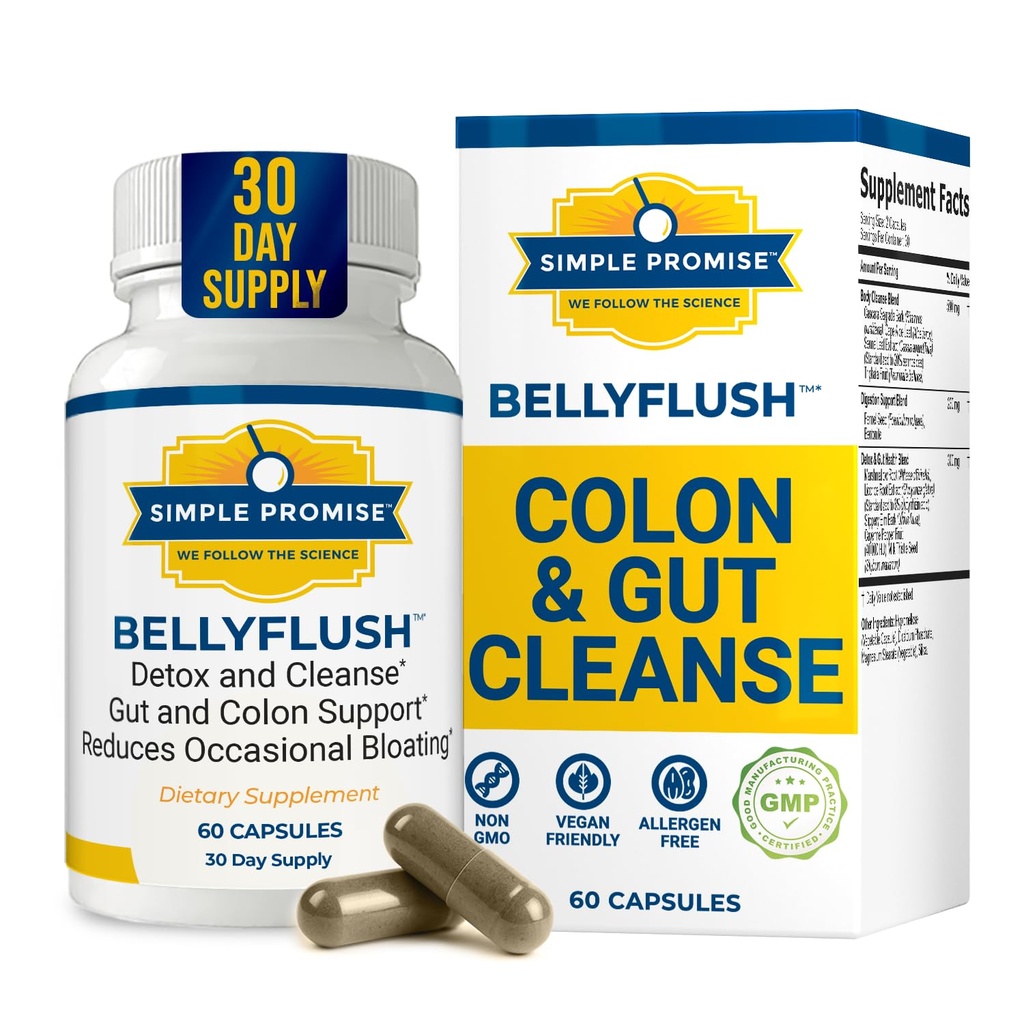 BellyFlush - Nežen Colon & Gut čiščenje dodatek z mlekom Thistle & Bentonite Clay - podpira zaprtje, debloat, prebavni detox & Flushing - 60 kapsul