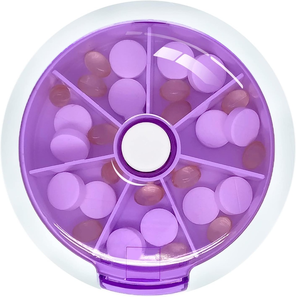Tedenski primeri tablet zdravila INVODA Organizator tablet 7 dan 3 krat Medicina Tablete Dispenser Push Rotate tablet Planner s 7 predeli (Purple)