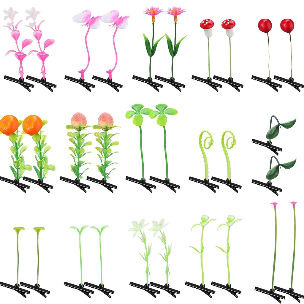 30 Pcs mešane style sponke za lase za ženske & dekleta - fižol Sprout, cvet, trava, metulj lasnice & Barretts - super za šolo, Domov, Zabava, Božič