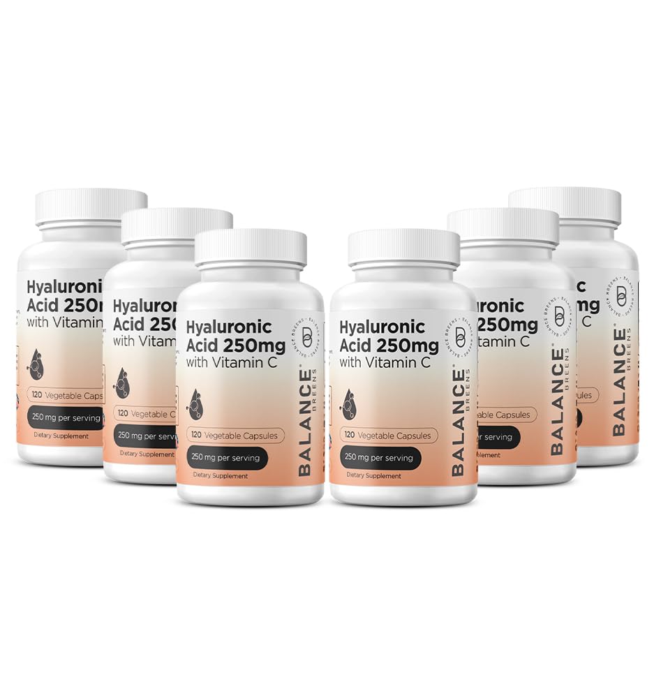 Čista hialuronska kislina Dodatek 250mg z vitaminom C 50mg, 120 Veganske kapsule - Hidracija kože za naravni sijaj, lase, nohte, kosti in skupno zdravje Formula