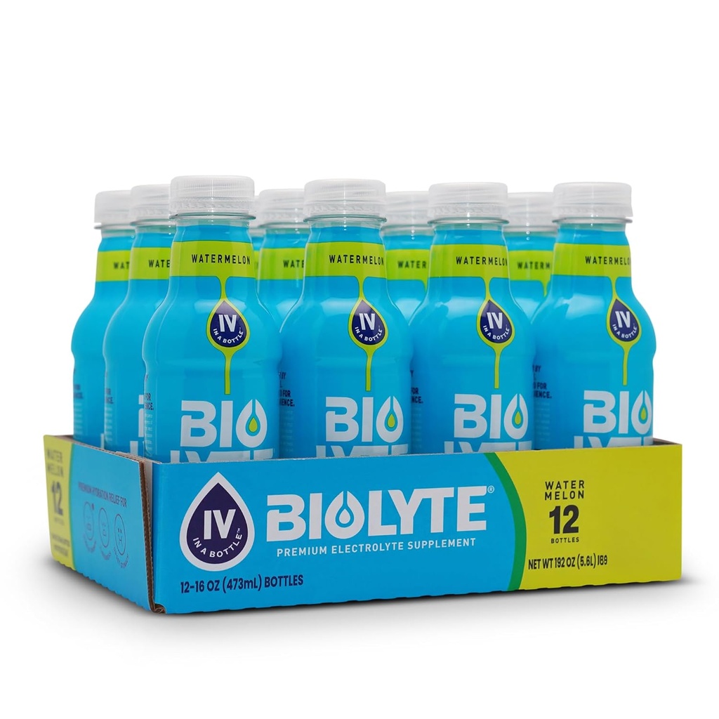 BIOLYTE Elektrolitski napitek - doktor Formulirana Hidracijska pijača, Elektrolitska voda, Kemoterapija mora imeti za ženske in moške, Rehidracija IV Tekoča v steklenici - lubenica, 16 Fl Oz (12 Pack)
